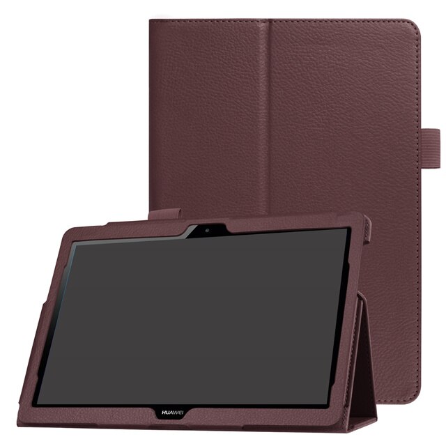 Pour Huawei Media Pad MediaPad T3 10 AGS-WO9 AGS-L09 9.6 pouces Honor Play Pad 2 étuis en cuir intelligent Texture tablette couverture: Brown