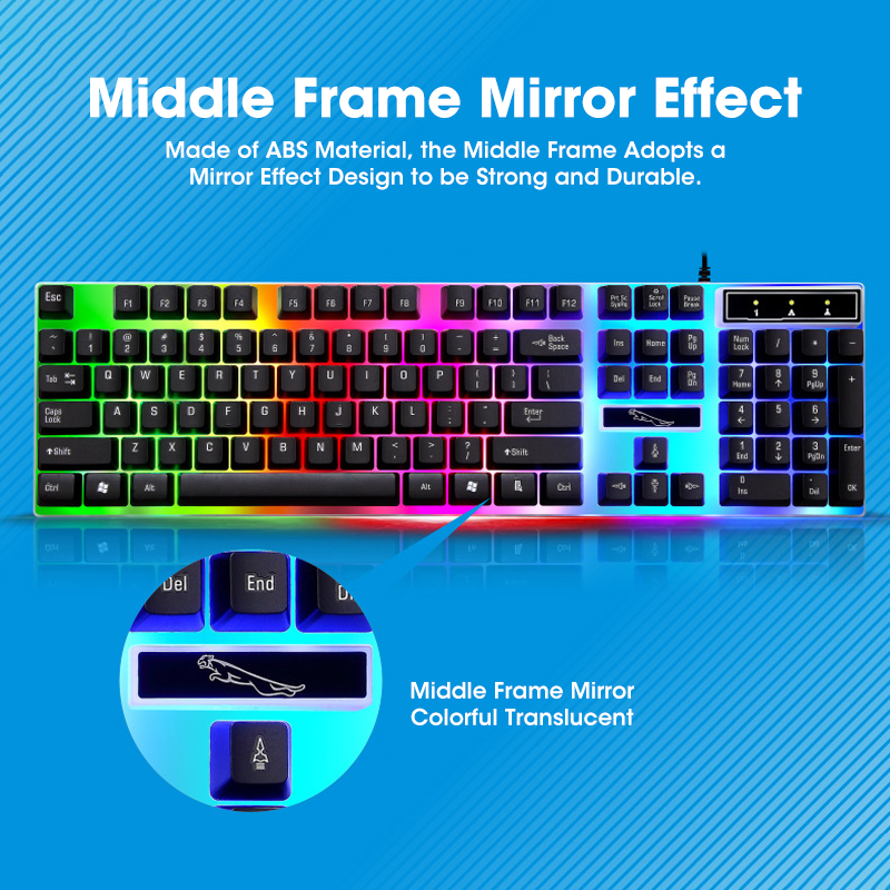 RGB Gaming Keyboard Gamer Keyboard and Mouse with Backlight USB 104 Keycaps Wired Ergonomic English Keyboard For PC Laptop