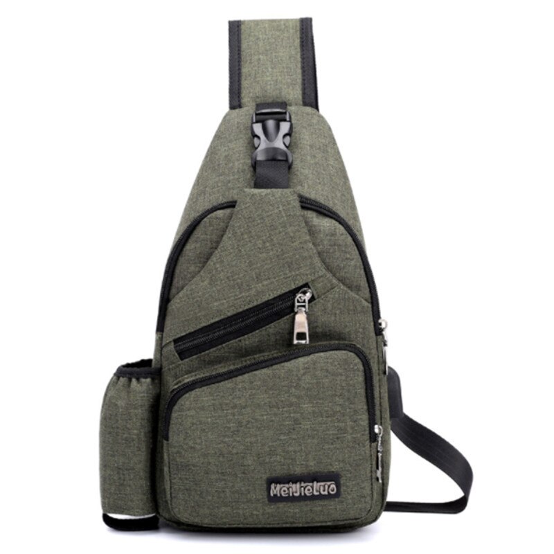 Unisex External USB Charge Chest Bags Male Men Chest Waist Pack Antitheft Travel Crossbody Bags For Men Sling Shoulder Bag: Army Green