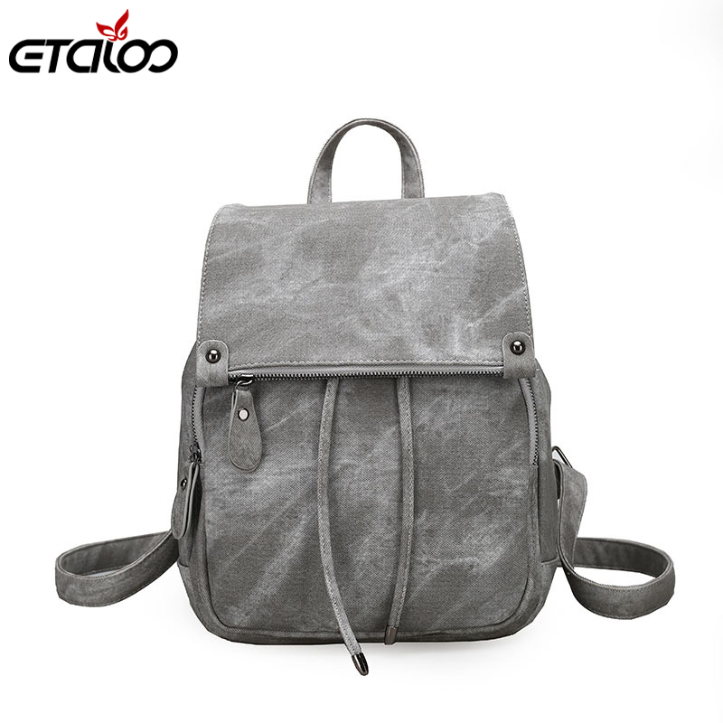 College Wind Backpack Shoulder Bag PU Leather Women's bag ladies backpack Mochila Escolar School Bags For Teenagers: Gray