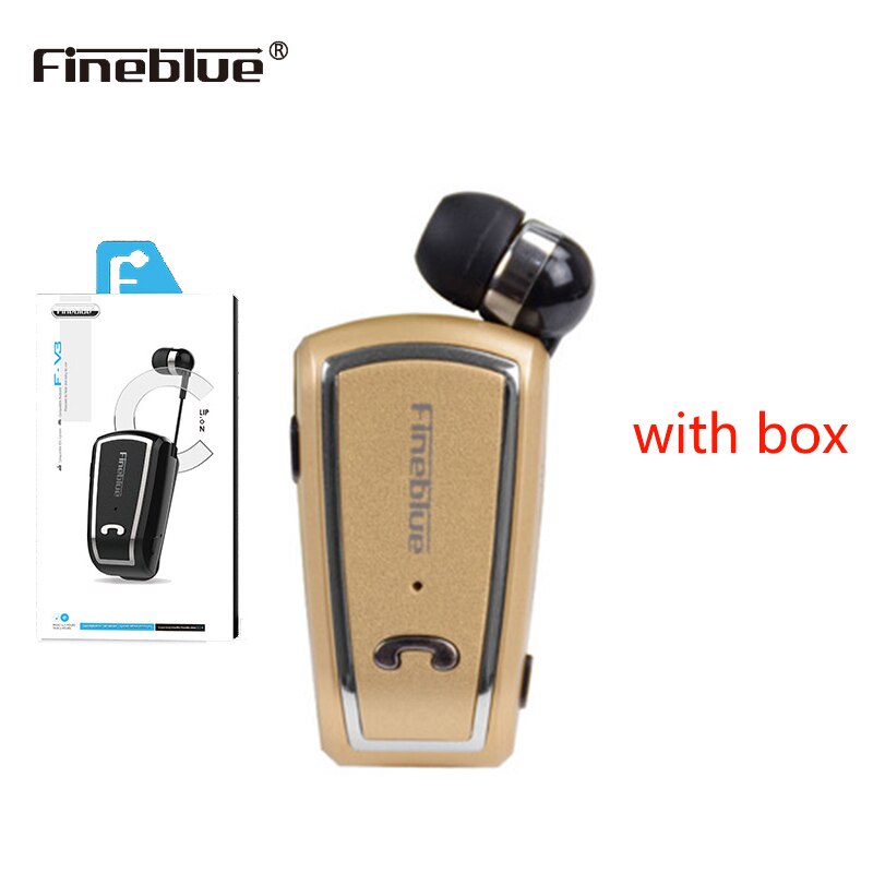 Fineblue F-V3 conforto &amp; ajuste seguro sem fio cancelamento de ruído estéreo sem fio handsfree cancelamento de ruído fones de ouvido 5 horas chamada: F-V3-GD-BOX