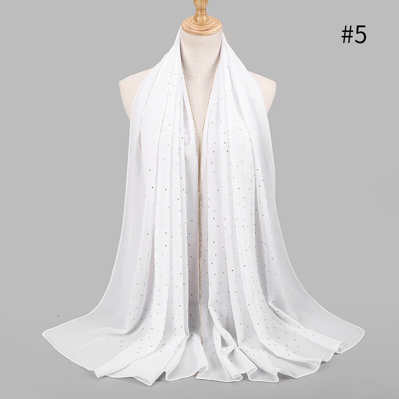 75*180 cm zomer moslim chiffon hijab sjaal kralen hoofddoek islamitische lange hoofd sjaals foulard femme musulman: 5