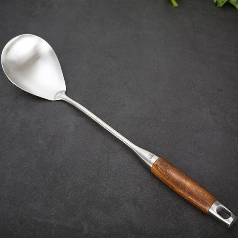 1 st kök wok spatel och slev verktygssats 15 tum spatel för wok rostfritt stål wok spatel kök bar verktyg: 01