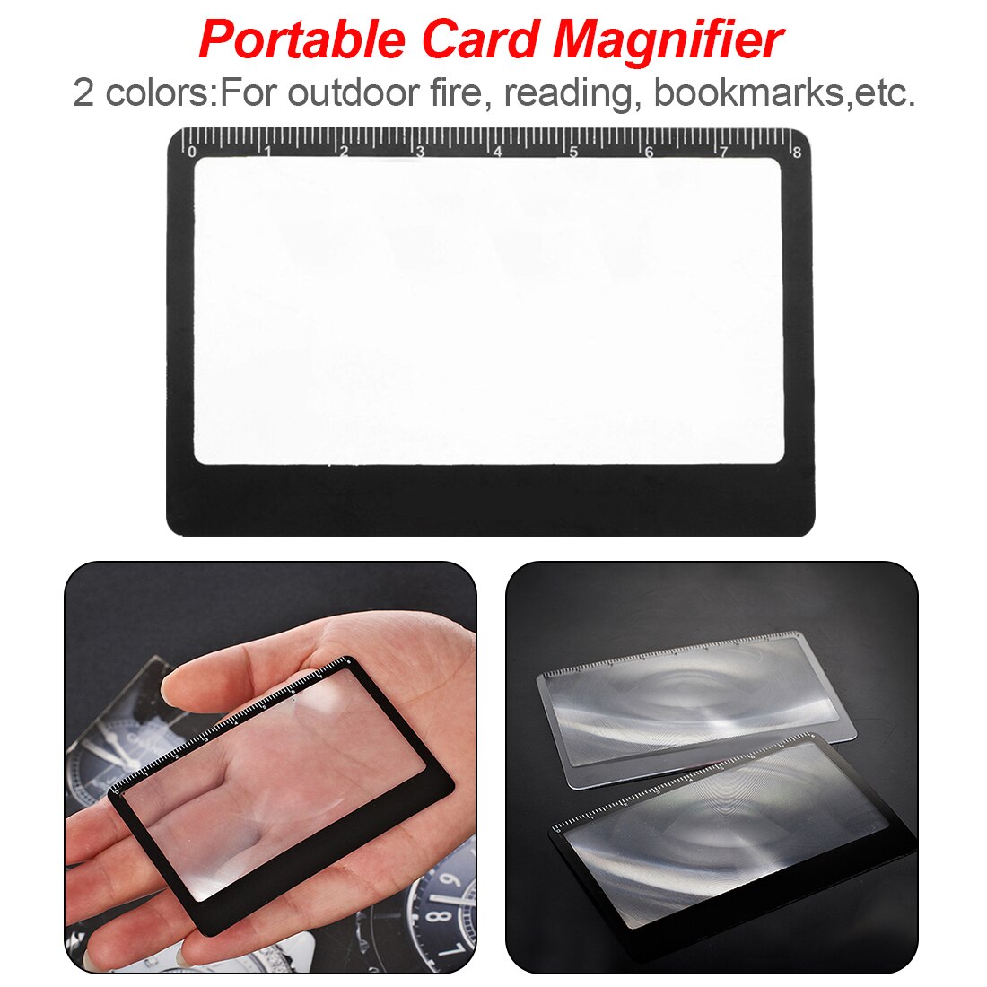 Credit Card Magnifiers Transparent 3 X Magnifier Magnification Magnifying Fresnel for Reading Newspaper Print Book
