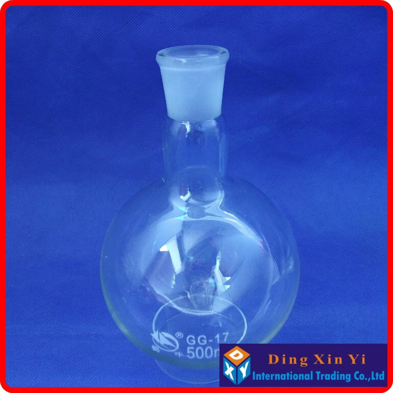 DXY Ronde Bodem Glazen Kolf Enkele Nek Chemie Kolf 24/29 1-hals 500 ML