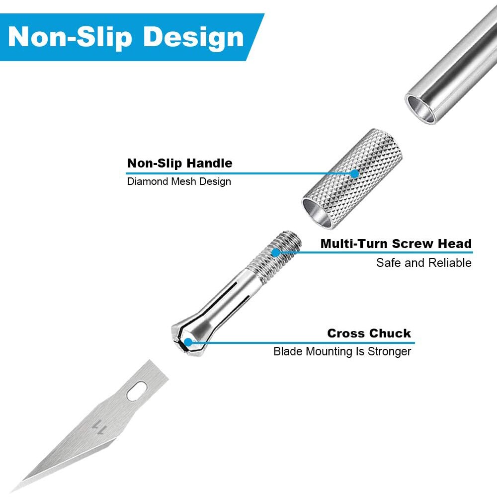 Precision Carving Craft Knife Hobby Knife Kit with 40 Spare Blades Sewing Measuring Gauging for DIY Art Work Cutting Tool