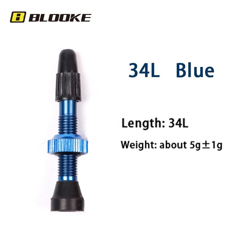 BLOOKE 34/46/60/80MM EPDM Rubber and Alloy Material Bicycle French F/V Tubeless Tire Valve Suitable For Road Bike MTB: 34L Blue