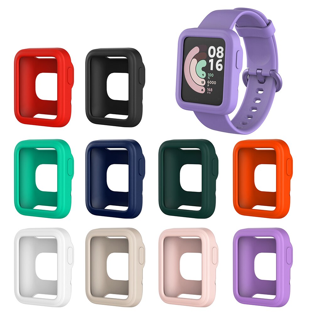 Funda protectora de silicona colorida para Xiaomi Mi Lite Watch / Redmi Smart Watch, carcasa protectora suave antiarañazos de borde completo