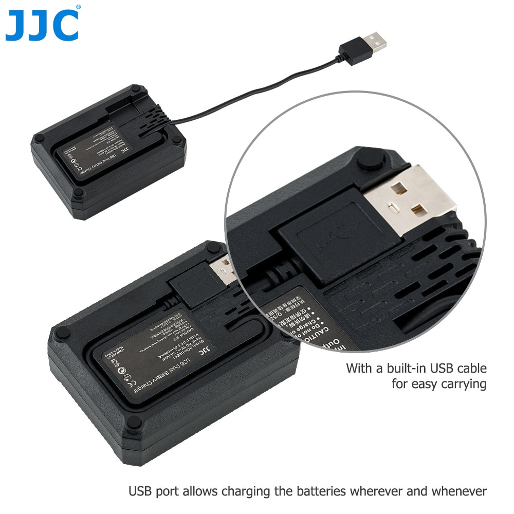 JJC USB Dual Batterij Travel Charger voor Olympus BLS-50 BLS-5 BLS-1 E-M10 & Mark II III, e-PL9 E-PL8 Camera Batterij Vervangen BCS-5