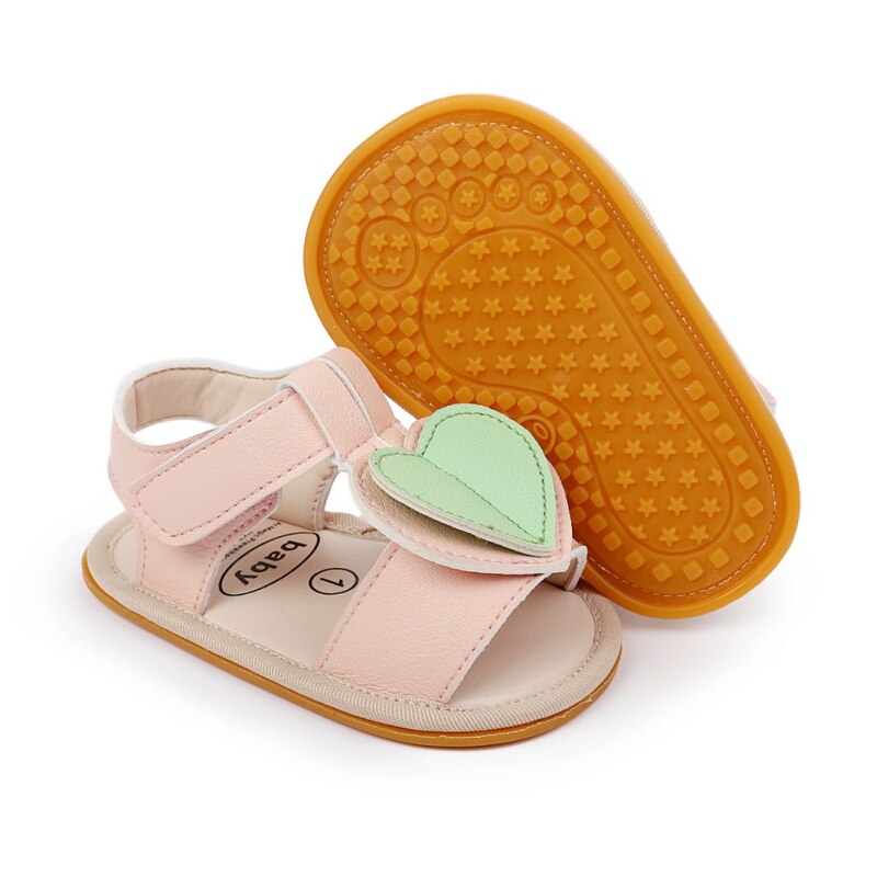 Zomer Pu Baby Antislip Sandalen Kind Meisjes Mode Liefde Decoratie Sandalen Baby Schoenen 0-18M baby Schoenen