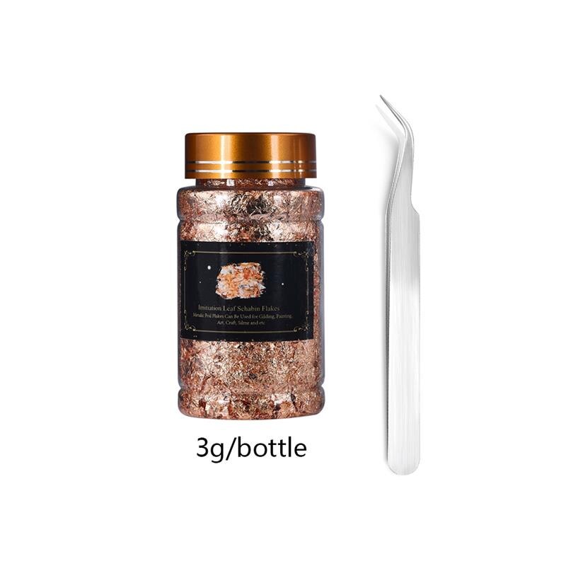 1 Bottle Gold Leaf Flakes Resin Filler Gold Silver Confetti Filling For DIY Epoxy Resin Craft Nail Art Foil Paper Jewelry Making: rose gold-3g-tweezer