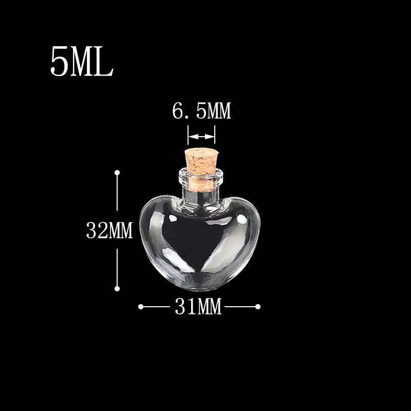 Mini Glass Bottles Corks Small Diy Bottles Cute Jars Christmas Wedding Vials Empty Bottles 100pcs: Hearts