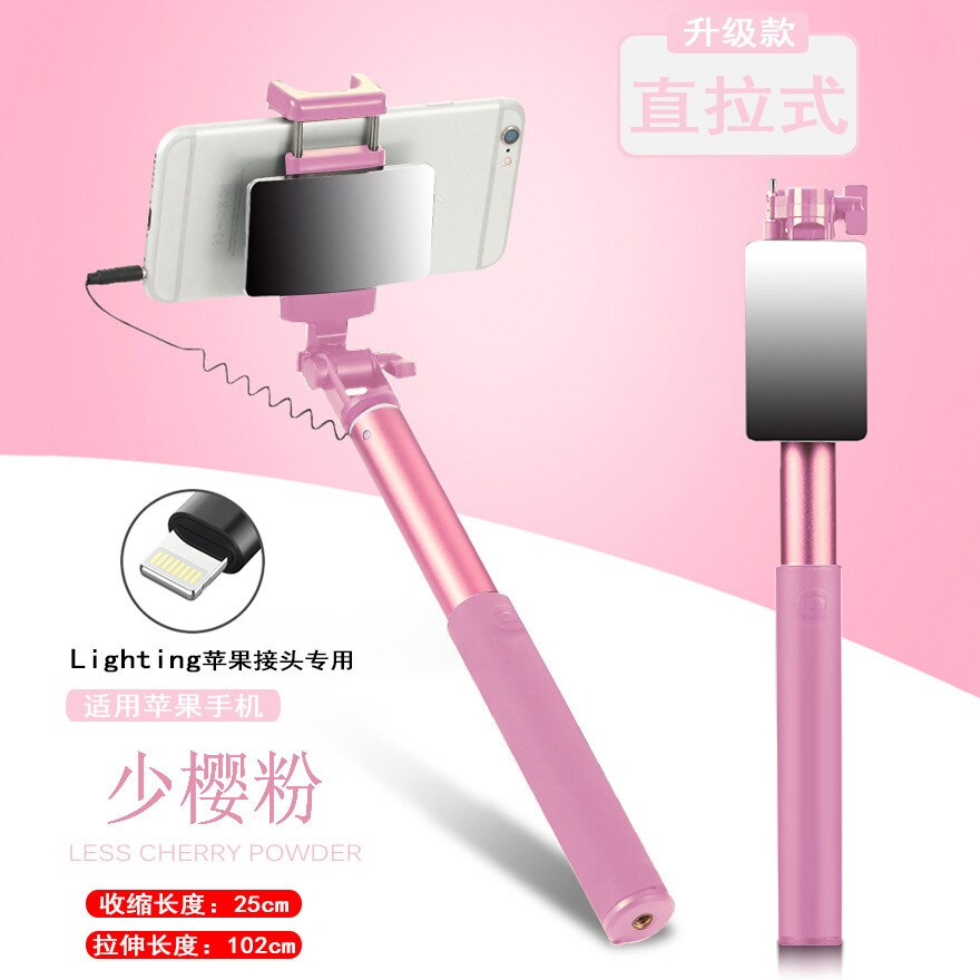 Aluminium Alloy Tripod Live Holder Multi-functional Telescopic Selfie Stick Universal Handphone Selfie Stick Photo Shoot Useful: M8 Pink Apple s Version of