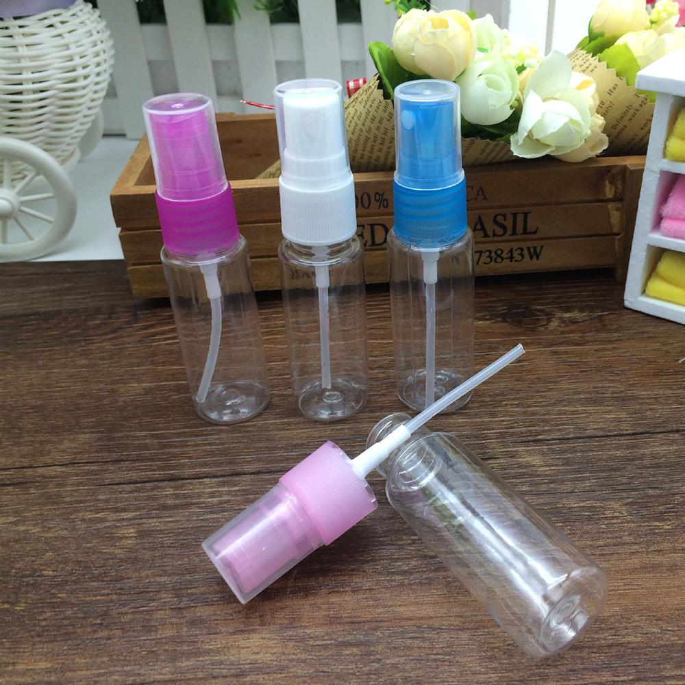 5 uds 20ml atomizador de Perfume de plástico transparente Mini botellas de Spray vacías cosméticos envases de maquillaje botellas de viaje de Color al azar