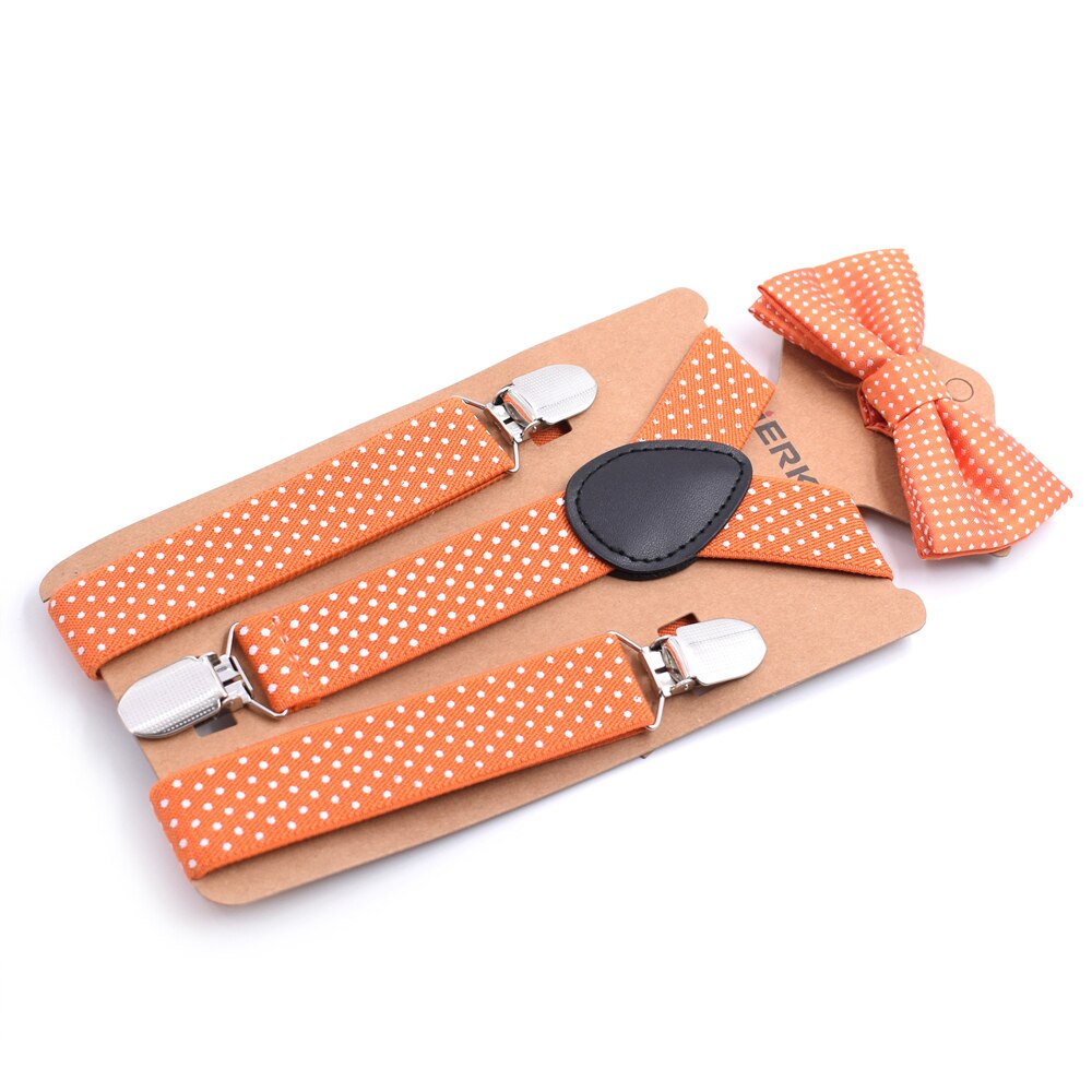 Toddler Kids Girl Boy Polka Dot Suspender Clip with Bow Tie Set Adjustable Suspender Bowtie Set: M