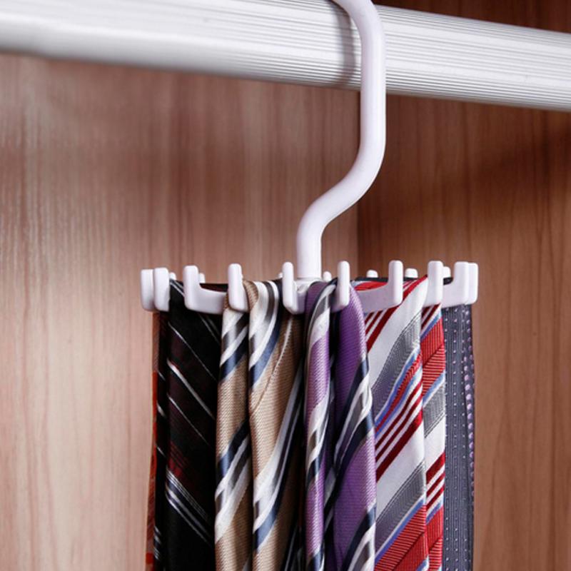 1pc 360 °rotation hals slips rack bøjle 20 krog bælte tørklæde holder garderobe organizer slips opbevaring bøjle