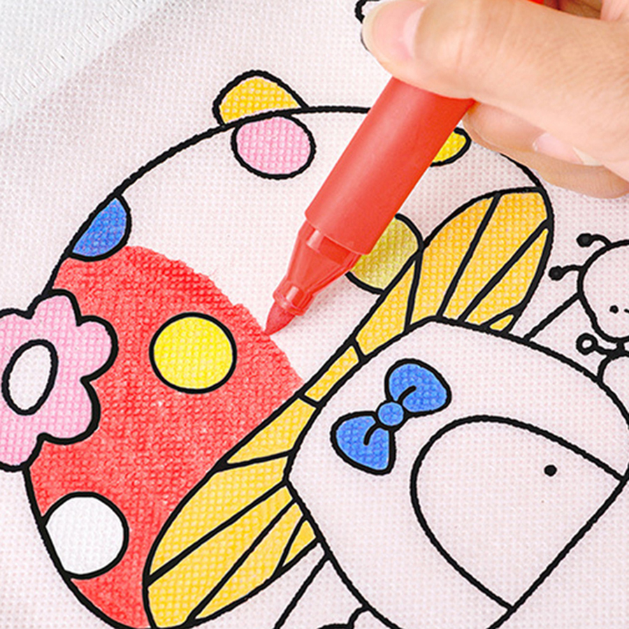 Bolsas para colorear DIY de 20 piezas con marcadores, bolsas de para artística de carnaval para niños, Mini bolsas de almacenamiento para compras de tela no tejida ecológica