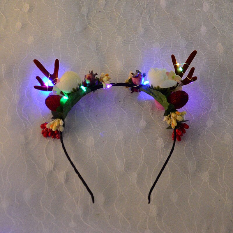 Diadema navideña con orejas de elfo para niños, diademas luminosas con luz LED, accesorios para el cabello para de navidad: 04