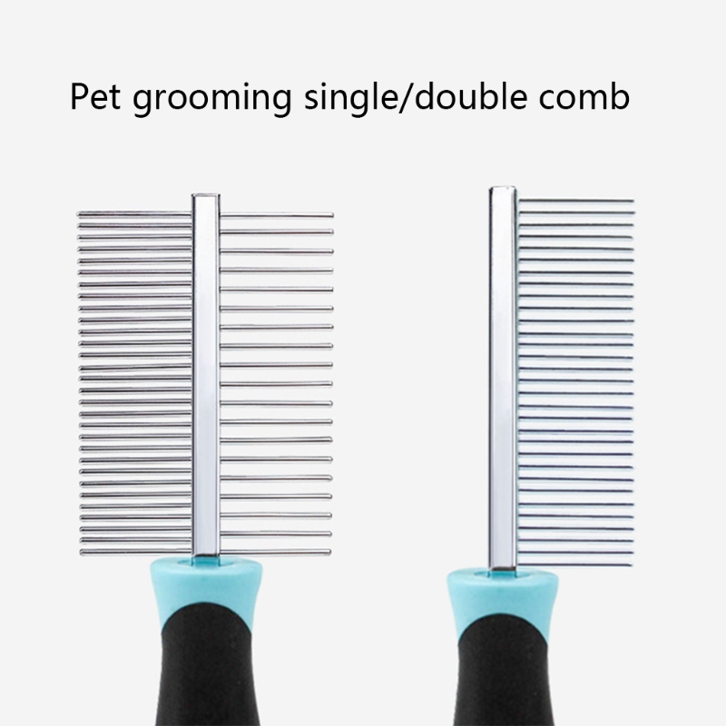 2-in-1 Dog Comb Pet Comb Fit for Small Large Dogs Long-haired Short-haired Pets Round Gentle Teeth Safe High Effeciency