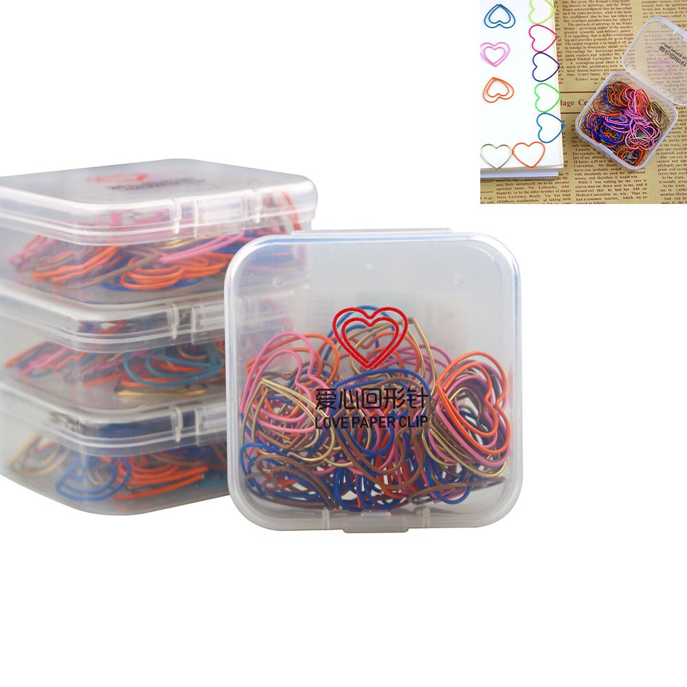 50 Stks/pak Van Leuke Liefde Papier Clips Kawaii Briefpapier Leuke Kleurrijke Sterren Hartvormige Bindmiddel Paperclips Kantoorbenodigdheden