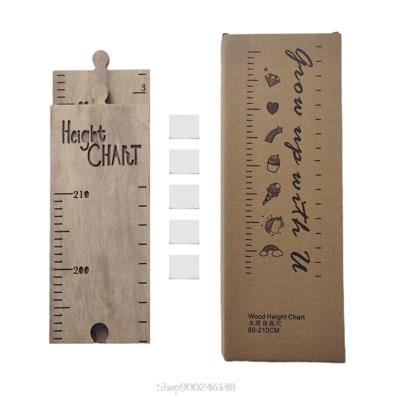 Baby Height Measure Wooden Wall Hanging Ruler Child Kids Growth Chart Bedroom Home Decor Wall Sticker Decorative Props O23 20: 1