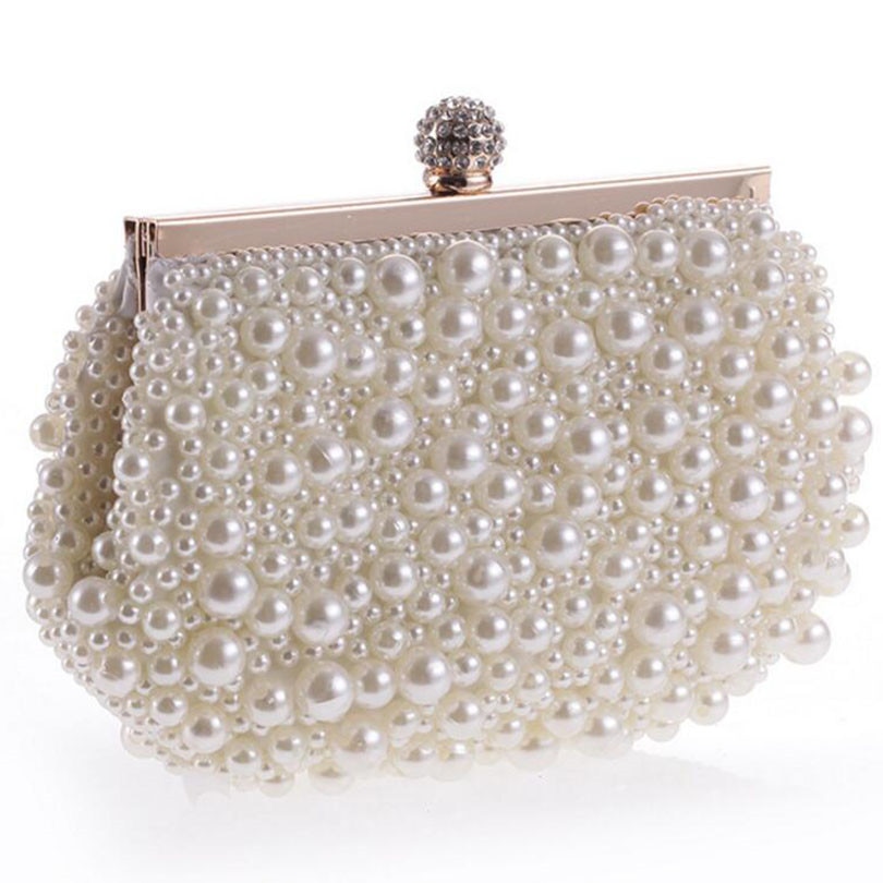 Want go branco cor pérola frisado noiva festa de casamento embreagem bolsa moda feminina noite saco mais novo senhora mini corrente bolsa de ombro