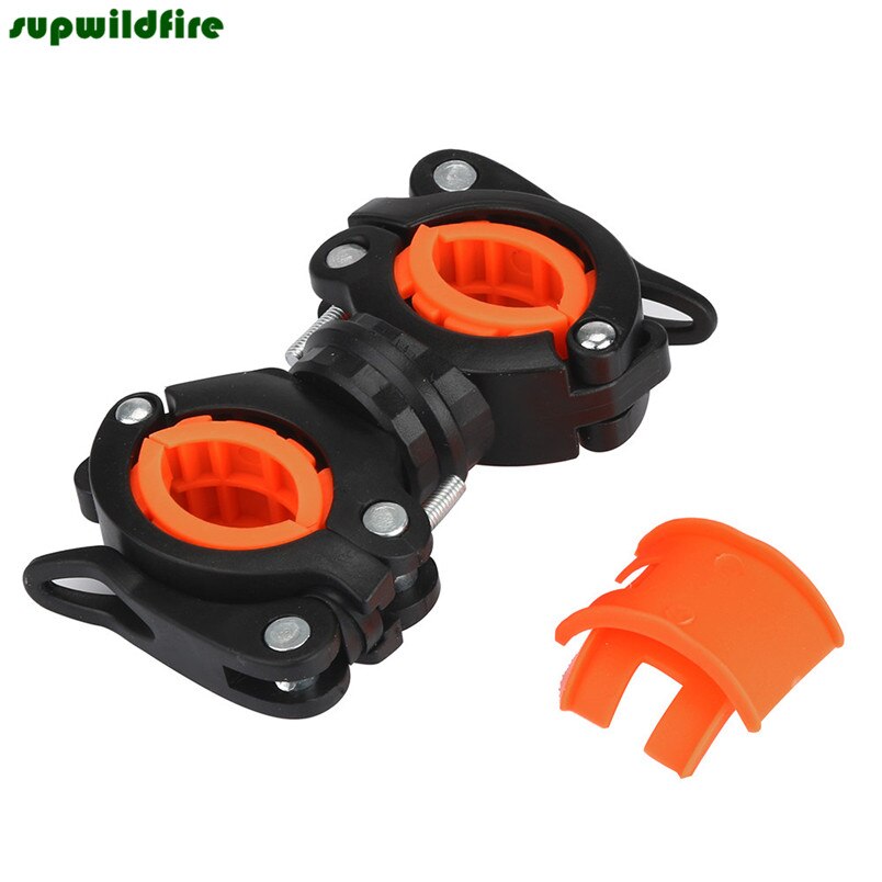 Naranja montaje de clip antorcha luz delantera de la bicicleta soporte de la linterna 360 rotación # NO16