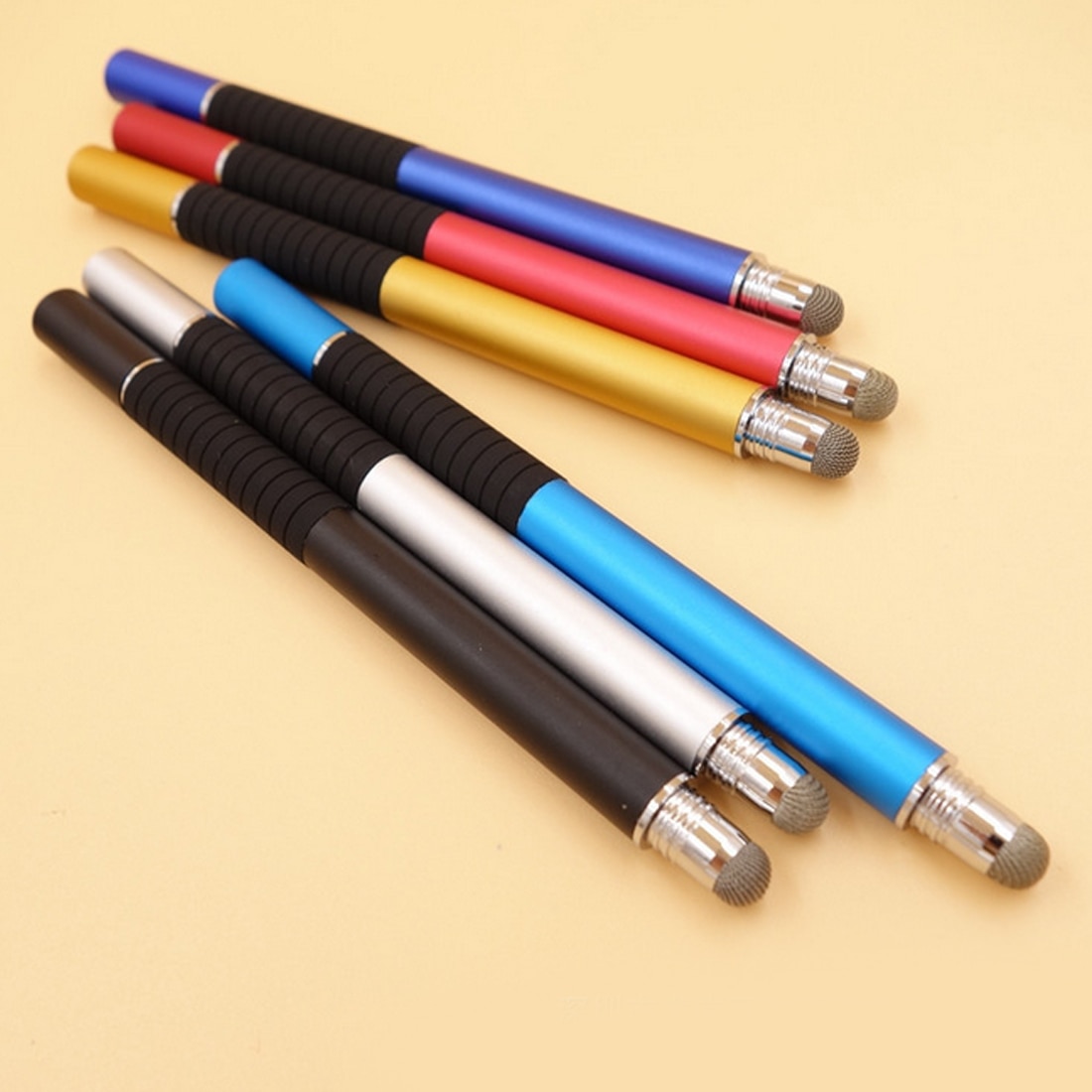 nueva pluma de dibujo de capacitancia de Metal 2 en 1 pantalla táctil capacitiva bolígrafos de perspectiva omnidireccional para tableta iPad 5 colores