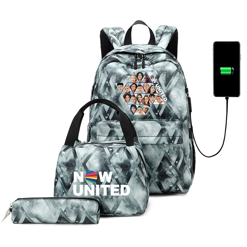 3 stücke Jetzt Vereinigten Schule Rucksack Student USB Lade Schöne Reise Rucksack Für Kinder Teenager Schule tasche Mochila: 012