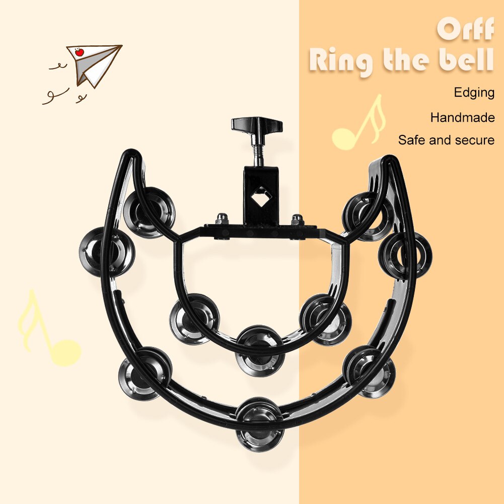 Handheld Hand Bell Percussion Party Musical Instruments Tambourine Double Rows Lightweight Portable Music Elements