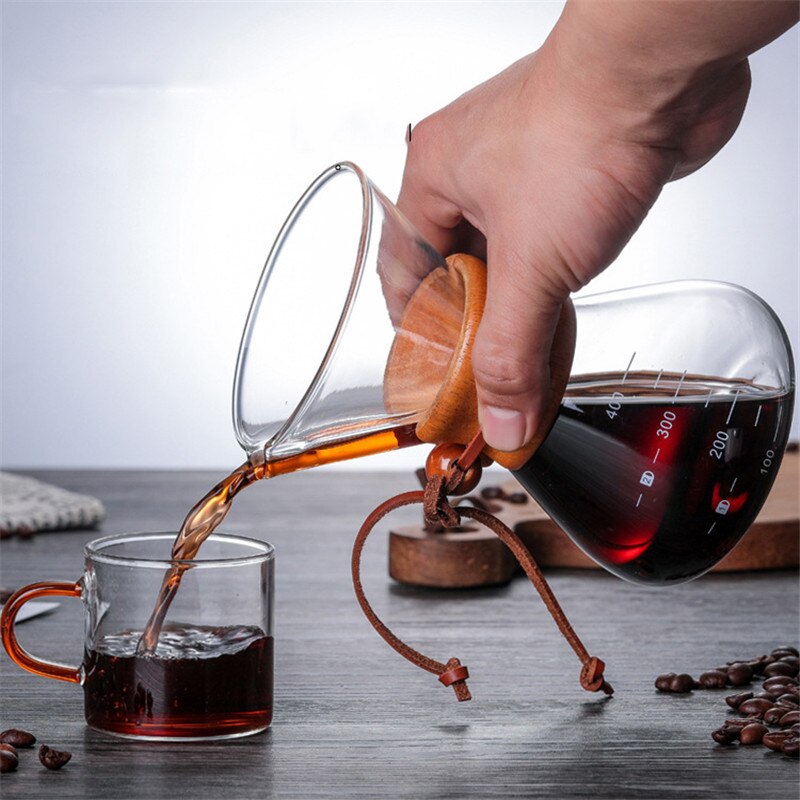 400ml 600ml Resistant Glass Coffee Pot Coffee Maker Coffee Pot Espresso Coffe Machine with V60 Stainless Steel Filter Pot