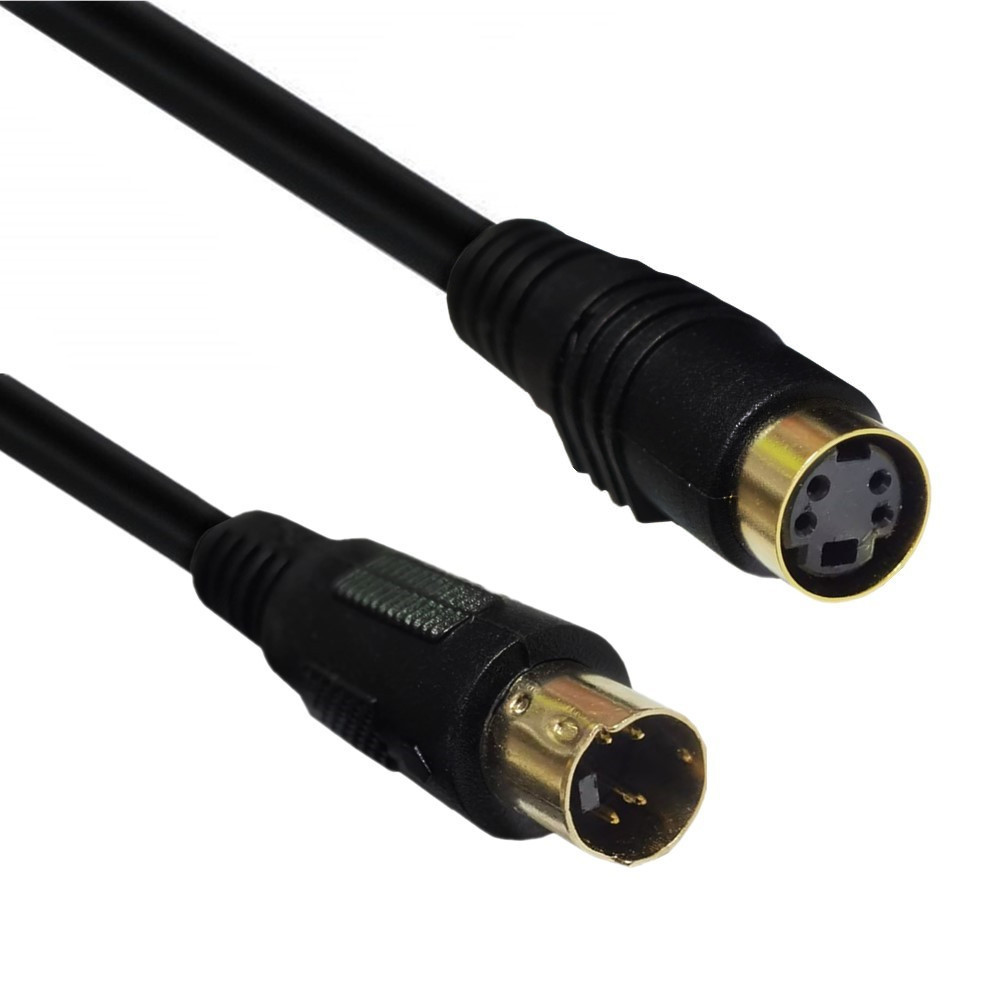 S-videokabel mini-din 4- stiftskabel hane till hane/hona guldpläterad kontakt kompatibel för dvd-, dss- och vcr-mottagare, dvr- och pvr-spelare: Vit / 1m