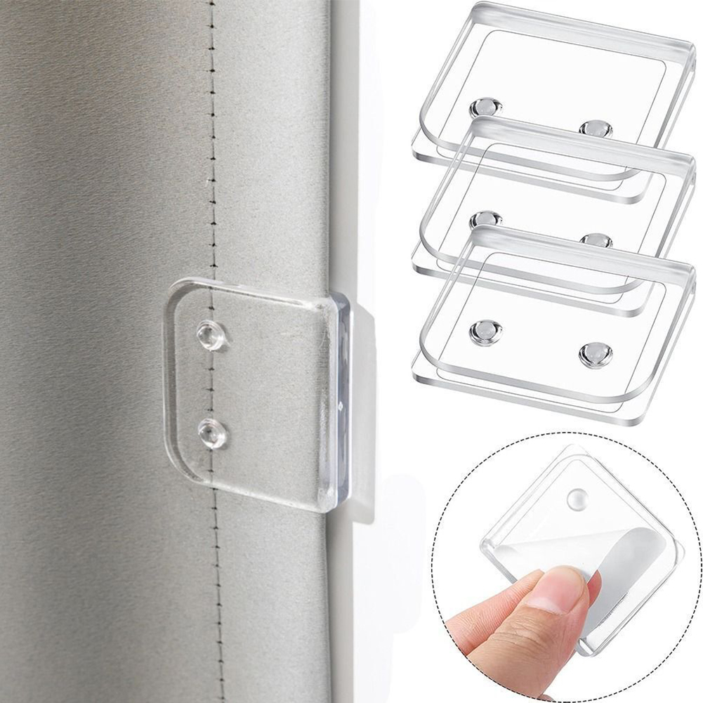 4 Stück Duschvorhang-Clips, winddicht, selbstklebend, Duschvorhang-Clips, WC-Vorhang-Ringe, Clip-Halter, Badezimmer-Zubehör