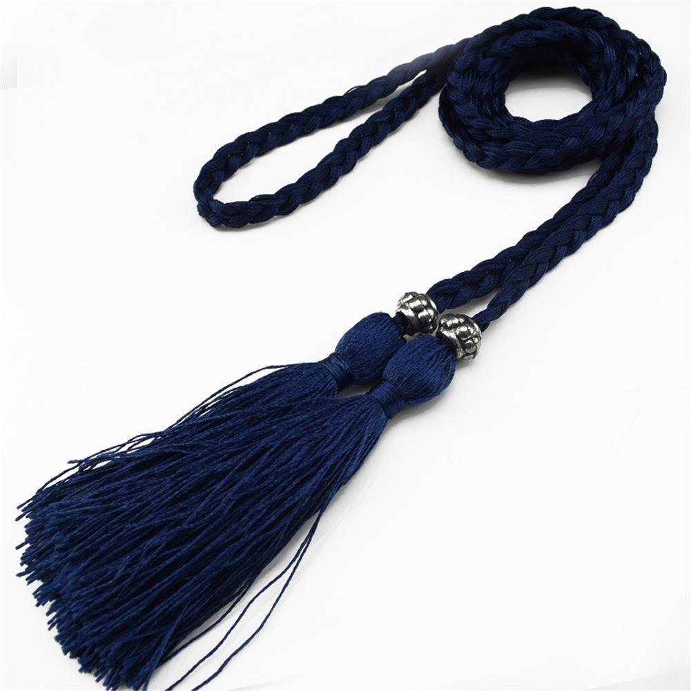 Cinto de borla tecido estilo trançado para mulheres, cintura boêmia para senhoras, corda de cintura, moda chinesa, acessórios de vestido: Verde