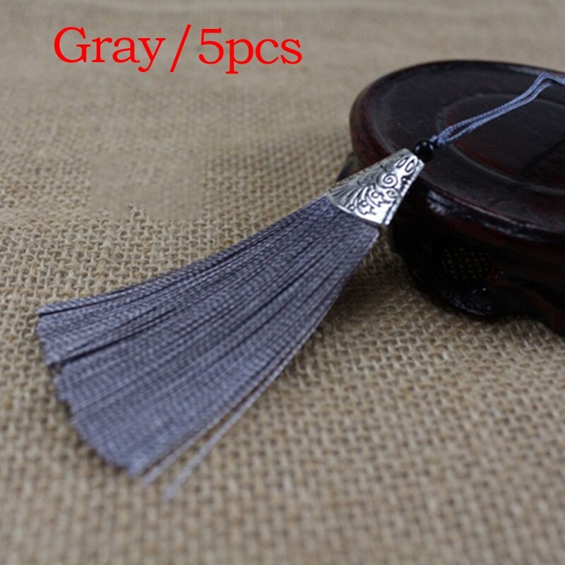 5Stck Gemischte Farbe 8cm Hängenden Seil Seide Quasten Randbereich NäHenne Knall Quaste trimmen Schlüssel Quasten Für Diy Verschönern vorhang Zubehör: 5