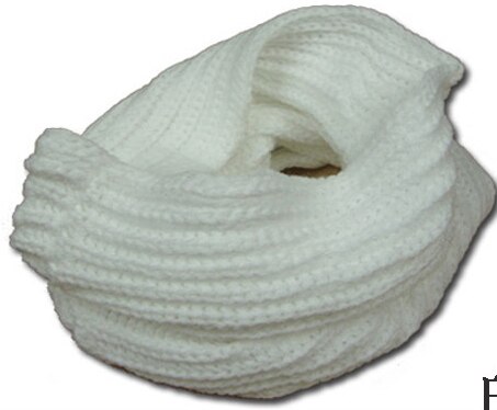 YSDNCHI Winter Ring Knitting Unisex Wool Neck Warmer Winter Scarves Women Pure Color Collar Keep Warm Elasticity Scarf: W082 White