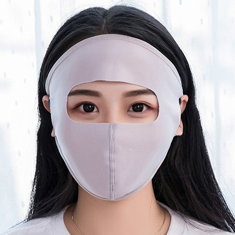 Abeso Zon Bescherming Masker Zomer Ijs Zijde Cooling Ademend Volgelaatsmasker Voor Motorrijden Outdoor UV Blokkeren Masker A7339: Grey