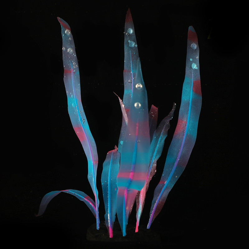 Decoración de acuario de Kelp Artificial, plantas acuáticas, césped acuático, adornos para pecera, accesorios de paisaje subacuático: Azul