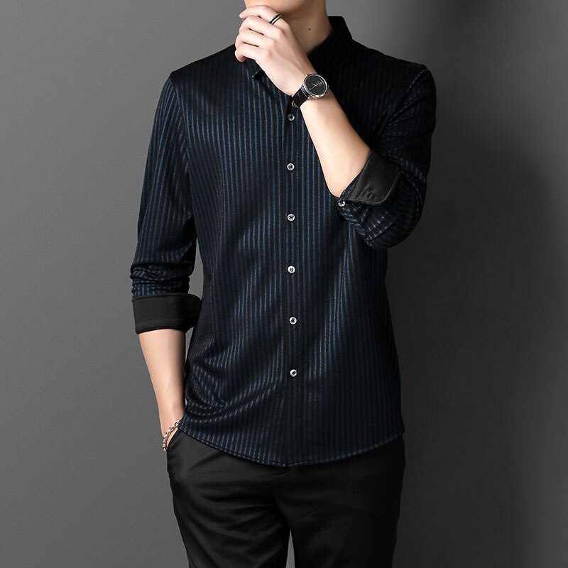 Herre silkeskjorte langærmede business-festkjoleskjorter, str. s -3xl slim herre camisa