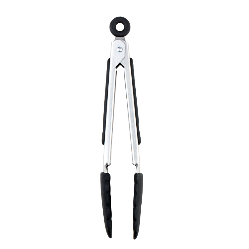 Silicone Voedsel Tong Rvs Keuken Tang Siliconen Antislip Koken Clip Clamp Bbq Salade Gereedschap Keuken Accessoires: black / 3 size set