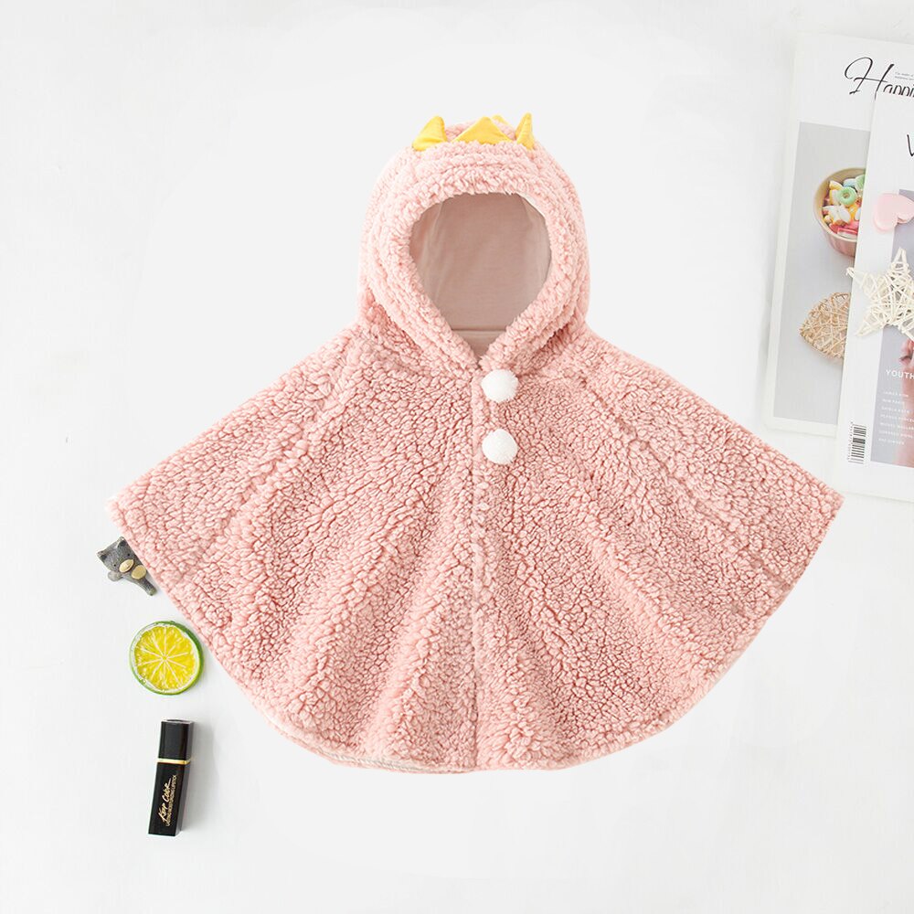 LZH autunno inverno bambini scialle cartoni animati neonati cappotto abbigliamento per neonato mantello 2021 uscire cappotto antivento per bambino: Pink