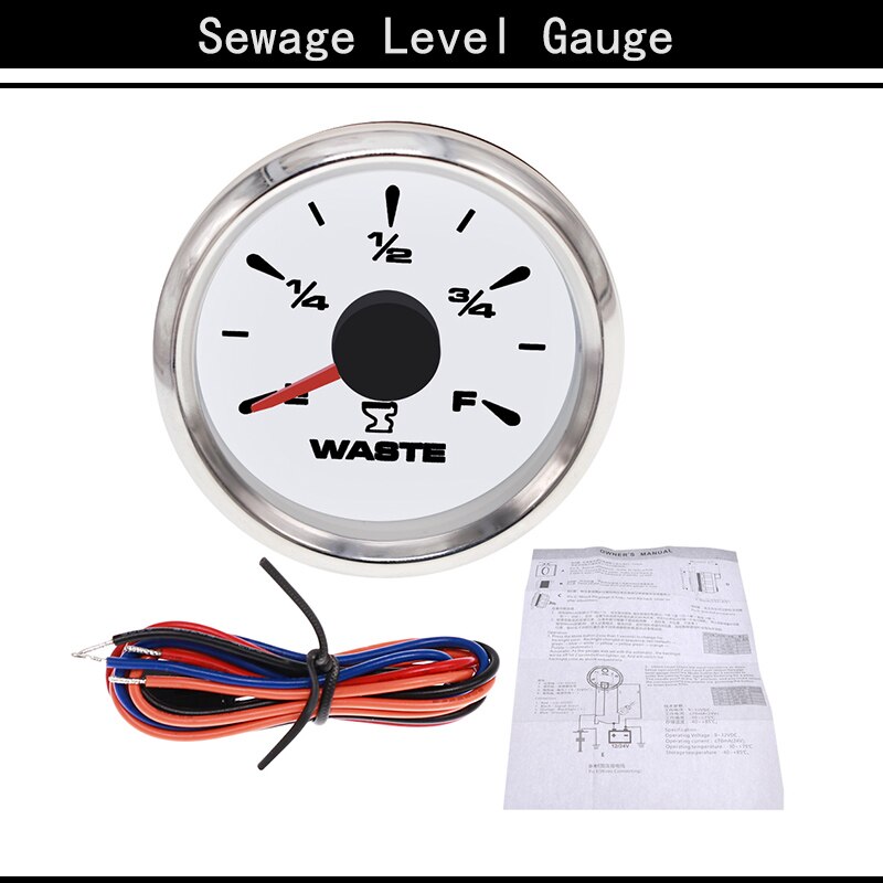 Marine Sewage Level Gauge E-F Car Holding Tank Level Gauge With 8 Colors Backlight For Boat Auto Waste Level Gauges 12V 24V