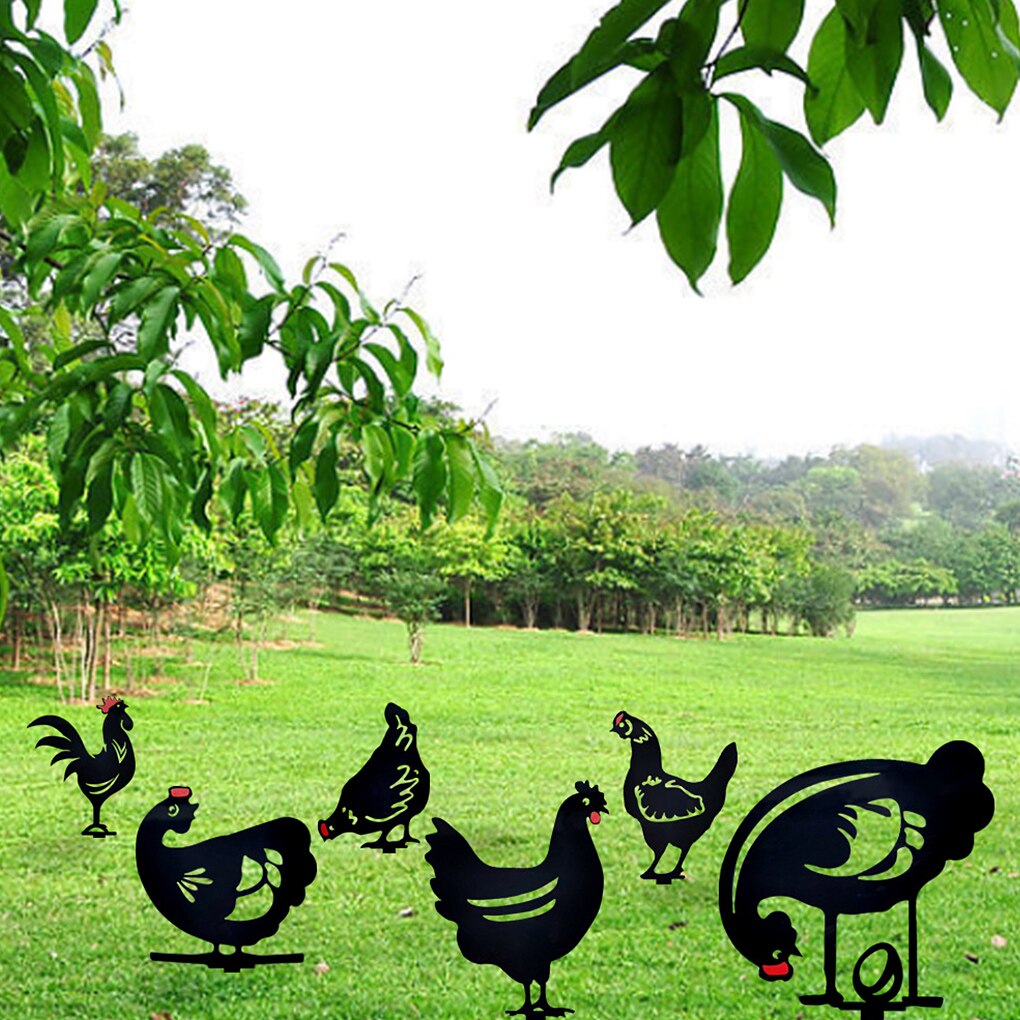 Garden Stake Chicken Shape Acrylic Yard Art Stake Waterproof Hollow Decoration Prop