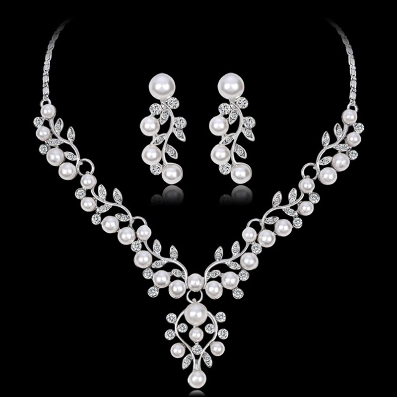 African Beads Jewelry Set Wedding Imitation Crystal Bridal Necklace Jewelry Costume Pearl Jewelry Sets For Wome: 54