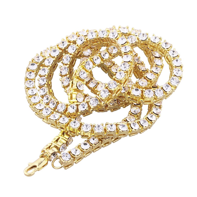 White/Gold/Black 20/24/30 Inch 1 Row 4MM Simulated Lab Diamonds Chain Hip Hop Style Tennis Necklace Men Outfits Party Clubwear