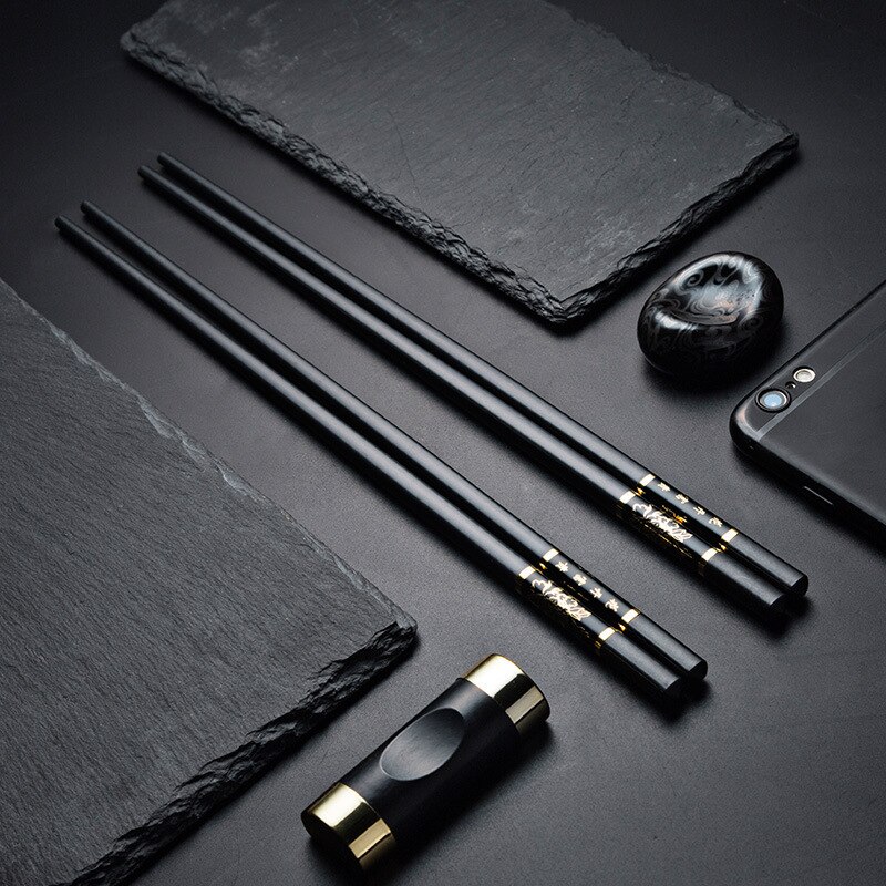 25.3 cm Eetstokjes Chinese Alloy Black Sushi Hashi Chop Sticks Servies