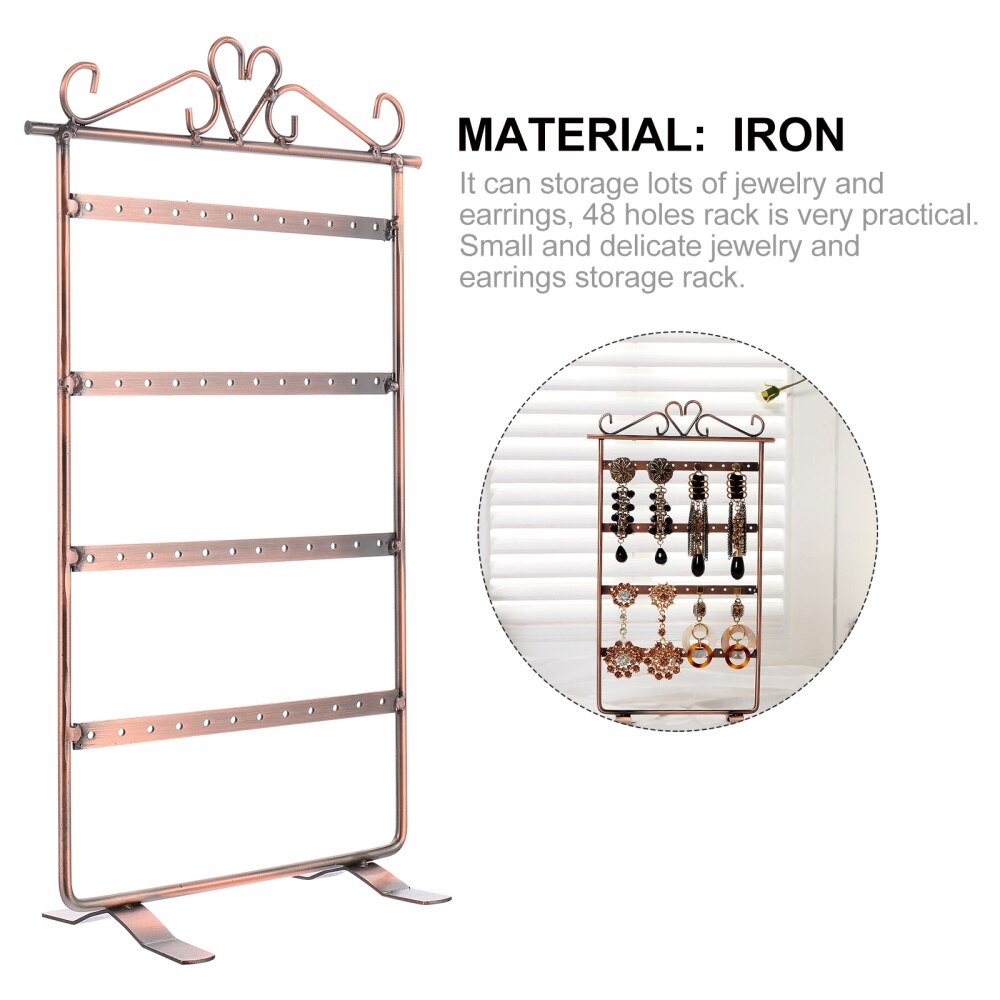 Delicate Earrings Organizer 48 Holes Ear Stud Holder Iron Jewelry Display Stand