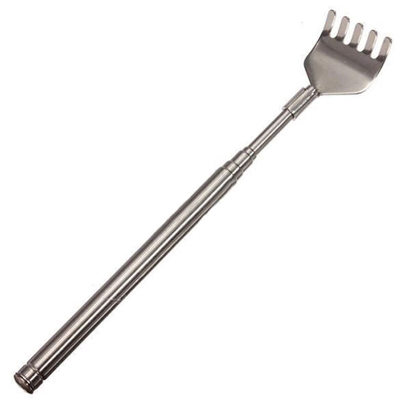 Rascador de espalda extensible telescópico práctico ajustable, Clip de bolígrafo de acero, tapón de columna vertebral, Kit de herramientas de maquillaje para masaje de arañazos de bolsillo