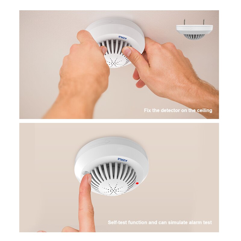 KERUI SD03 avisos de voz de alta sensibilidad Detector de fuego de humo/Sensor de baja batería con sistema de alarma de Casa Kerui