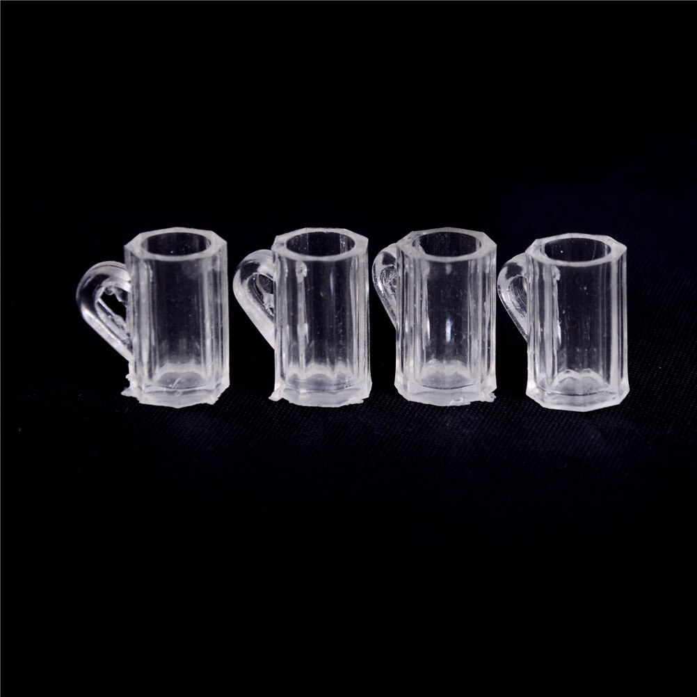 4 Uds 1/12 Mini taza transparente de resina simulación de muebles modelo juguetes para decoración de casa de muñecas accesorios en miniatura: Gris